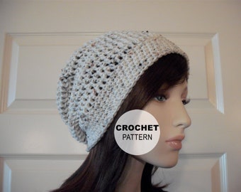 Crochet PATTERN PDF, The Trendy Slouch Beanie, Slouchy Hat, Winter Hats, Ladies Crochet Hat Pattern, MarlowsGiftCottage