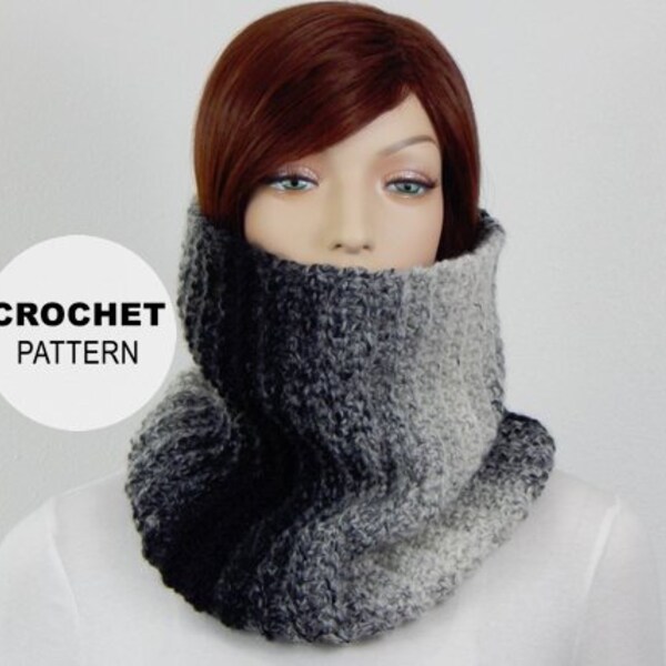 Crochet PATTERN PDF, The Granite Cowl, Versatile Cowl, Winter Scarves, Bulky Crochet, Scarf Crochet Pattern, Turtleneck, MarlowsGiftCottage