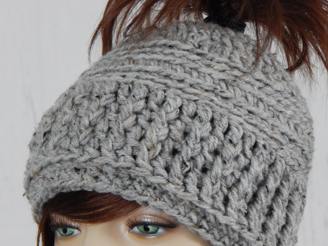 Crochet PATTERN PDF, the Messy Bun Hat, Open Top Hat, Ponytail Hat ...