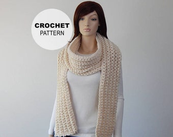 Crochet PATTERN PDF, The Snow Day Scarf Crochet Pattern, Long Wrap Scarf, Warm Straight Scarf Crochet Pattern, Bulky, MarlowsGiftCottage