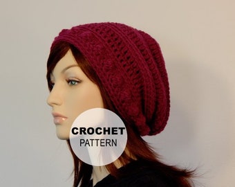 Crochet PATTERN PDF, The Sophie Slouch Beanie, Slouchy Hat, Winter Hats, Ladies Crochet Hat Pattern, MarlowsGiftCottage, Crochet Slouch Hat