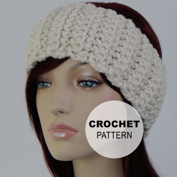 Crochet PATTERN PDF, The Lodge Band, Wide Ear Warmer Headbands, Teens Womens Ladies Crochet Pattern, Winter Headband, MarlowsGiftCottage