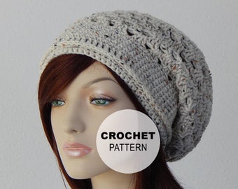 Crochet PATTERN PDF, The Spring Slouch Beanie, Slouchy Hat, Winter Hats, Womens Crochet Hat Pattern, MarlowsGiftCottage, Crochet Slouch Hat