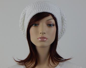 White Extra Slouchy Hat, Baggy White Slouchy Beanie, Womens Hat, Teen Slouchy Hat, White Hat, Winter Fashion, Ladies Hat, MarlowsGiftCottage
