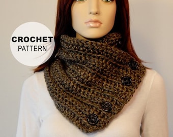 Crochet PATTERN PDF, The Alpine Scarf Crochet Pattern, Neck Warmer Scarf with Buttons, Versatile Bulky Crochet Scarf, MarlowsGiftCottage