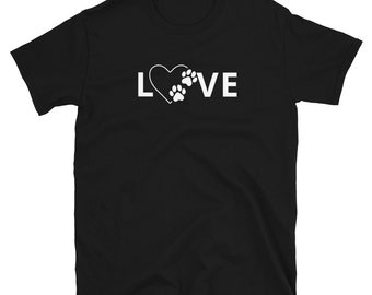 Color Choices Unisex Dog Cat Love Heart Paws T-Shirt, Cat Lover Tshirt, Dog Lover Tshirt, Dog Mom, Dog Dad, Cat Mom, Cat Dad, Best Friends