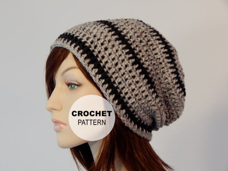 Crochet PATTERN PDF, The Uptown Slouch Beanie, Winter Slouchy Hat, Ladies Crochet Hat Pattern, Teen Hats, Crochet Hats, MarlowsGiftCottage image 1