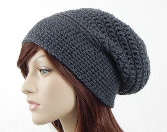 Color Choices, Dark Gray Slouch Hat, Grey Slouchy Beanie, Womens Hat, Slouchy Hat, Winter Hats, Slouchy Hat Women, Slouchy Beanie Women