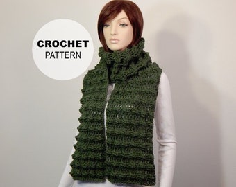 Crochet PATTERN PDF, The Uplands Scarf Crochet Pattern, Puff Detailed Scarf, Long Wrap Scarf Crochet Pattern, MarlowsGiftCottage