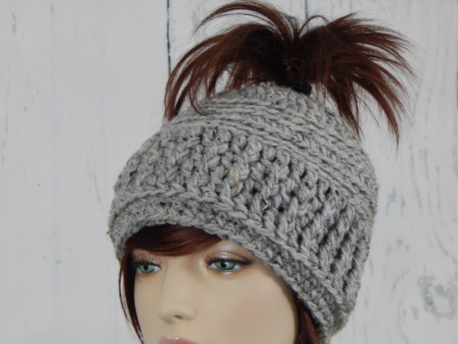 Crochet PATTERN PDF, the Messy Bun Hat, Open Top Hat, Ponytail Hat ...