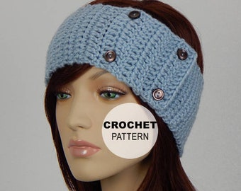 Crochet PATTERN PDF, The Timeless Ear Warmer Headband, Winter Headband with Buttons, Womens Crochet Pattern, Adjustable, MarlowsGiftCottage