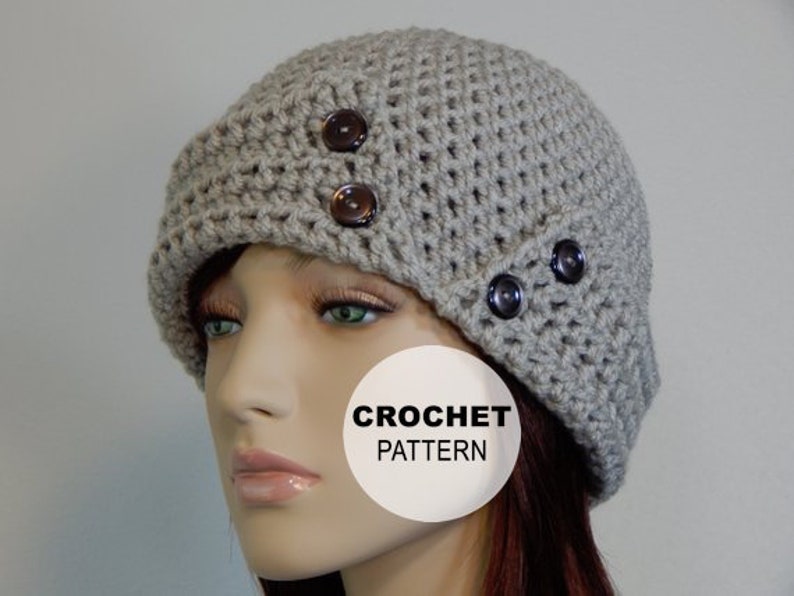 Crochet PATTERN PDF, The Lovie Hat, Womens Winter Hats, Ladies Crochet Hat Pattern, Crochet Beanie, Folded Cuff Hat, MarlowsGiftCottage image 1