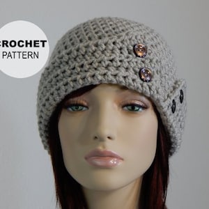 Crochet PATTERN PDF, The Lovie Hat, Womens Winter Hats, Ladies Crochet Hat Pattern, Crochet Beanie, Folded Cuff Hat, MarlowsGiftCottage