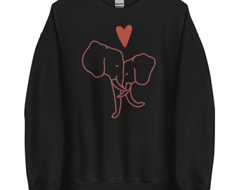 Color Choices Hugging Elephants Heart Unisex Sweatshirt, Romantic Love, Couples In Love, Gift For Elephant Lover, Sweet, MarlowsGiftCottage