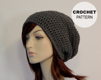 Crochet PATTERN PDF, The Hipster Slouch Beanie, Unisex Slouchy Hat, Winter Hat, Ladies Crochet Hat Pattern, Mens Crochet, MarlowsGiftCottage