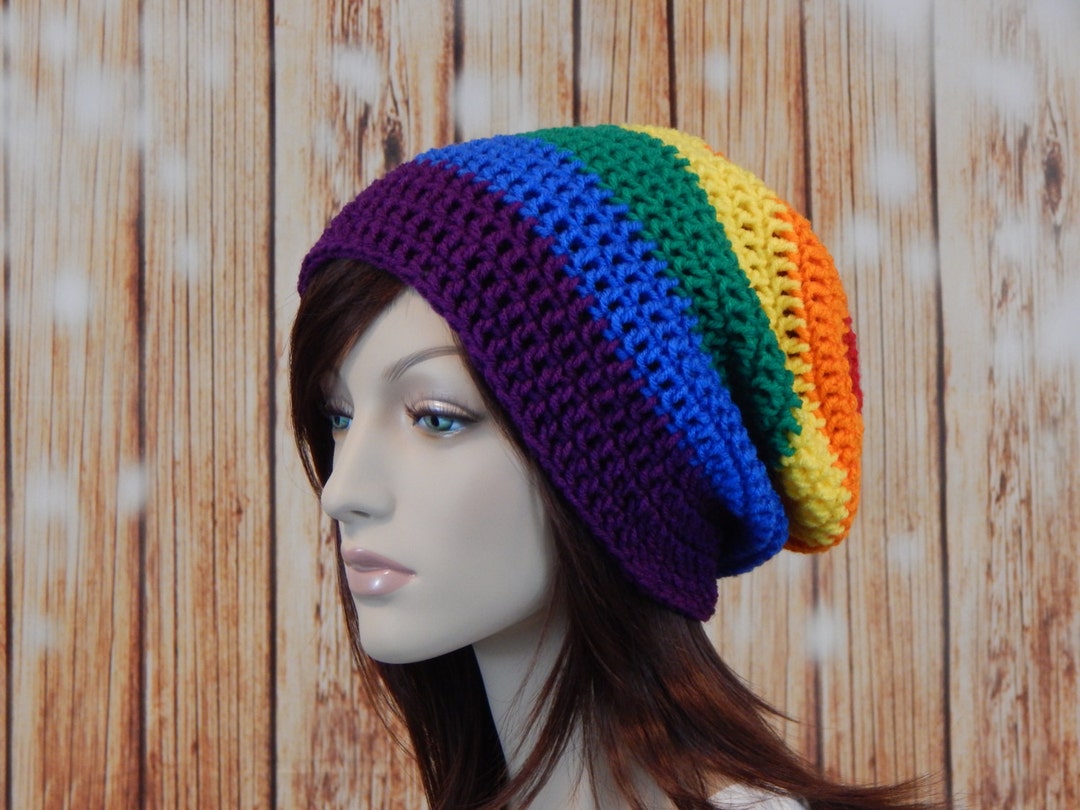 Teen Adult Rainbow EXTRA Slouch Hat, Slouchy Beanie, Mens Hat, Womens ...