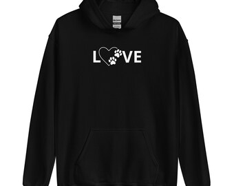 Color Choices Unisex Dog Cat Love Heart Paws Hoodie Sweatshirt, Cat Lover, Dog Lover, Dog Mom, Dog Dad, Cat Mom, Cat Dad, Best Friends, Pets