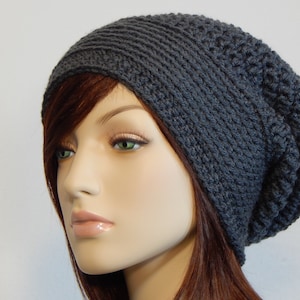 Color Choices, Dark Gray Slouch Hat, Grey Slouchy Beanie, Womens Hat, Slouchy Hat, Winter Hats, Slouchy Hat Women, Slouchy Beanie Women image 1