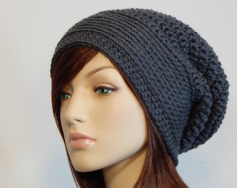 Color Choices, Dark Gray Slouch Hat, Grey Slouchy Beanie, Womens Hat, Slouchy Hat, Winter Hats, Slouchy Hat Women, Slouchy Beanie Women