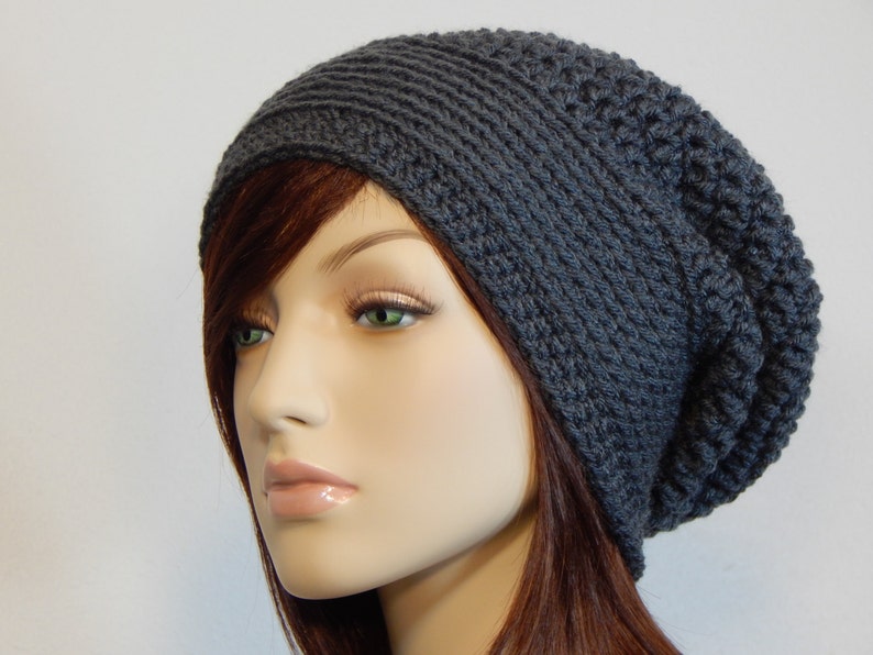 Color Choices, Dark Gray Slouch Hat, Grey Slouchy Beanie, Womens Hat, Slouchy Hat, Winter Hats, Slouchy Hat Women, Slouchy Beanie Women image 1