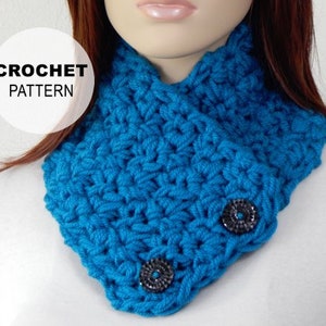 Crochet PATTERN PDF, The Petite Neck Warmer Crochet Pattern, Neck Warmer Scarf with Buttons, Buttoned Crochet Scarf, MarlowsGiftCottage