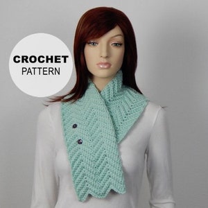 Crochet PATTERN PDF, The Dainty Neck Warmer Crochet Pattern, Neck Warmer Scarf with Buttons, Chevron Crochet Scarf, MarlowsGiftCottage