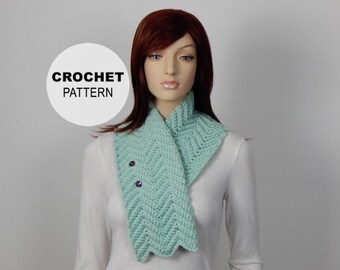 Crochet PATTERN PDF, The Dainty Neck Warmer Crochet Pattern, Neck Warmer Scarf with Buttons, Chevron Crochet Scarf, MarlowsGiftCottage