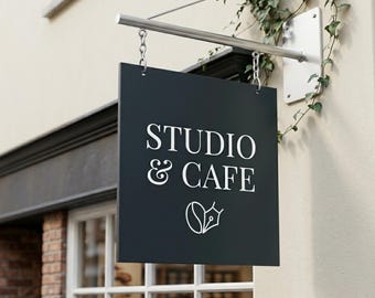 Custom Double-Sided Blade Sign, Personalized Hanging Shop, Business Logo Metal