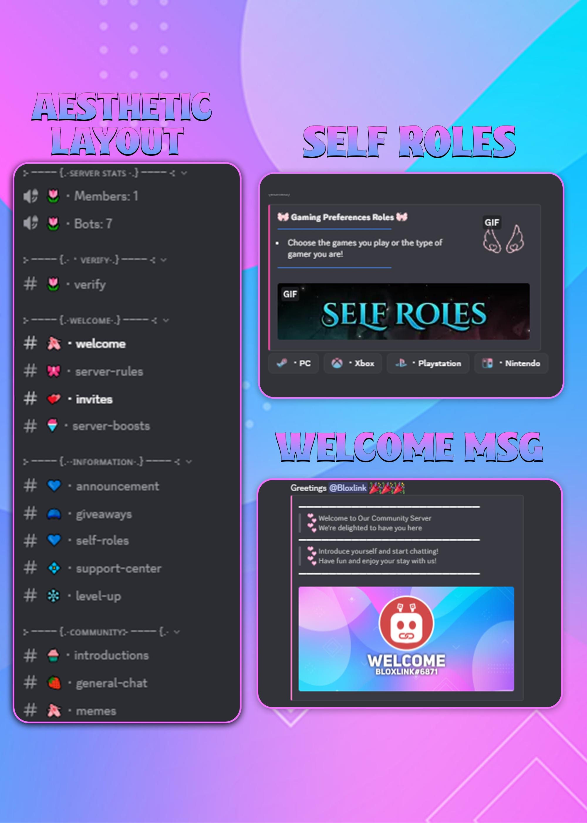Fully Configured Discord Server | Pink Blue Theme - Etsy