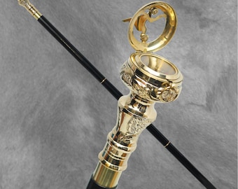 Personalized Antique Brass Compass Walking Stick - Engraved Luxury Nautical Cane - Ideal Unique Adventure Gift For Him & Father