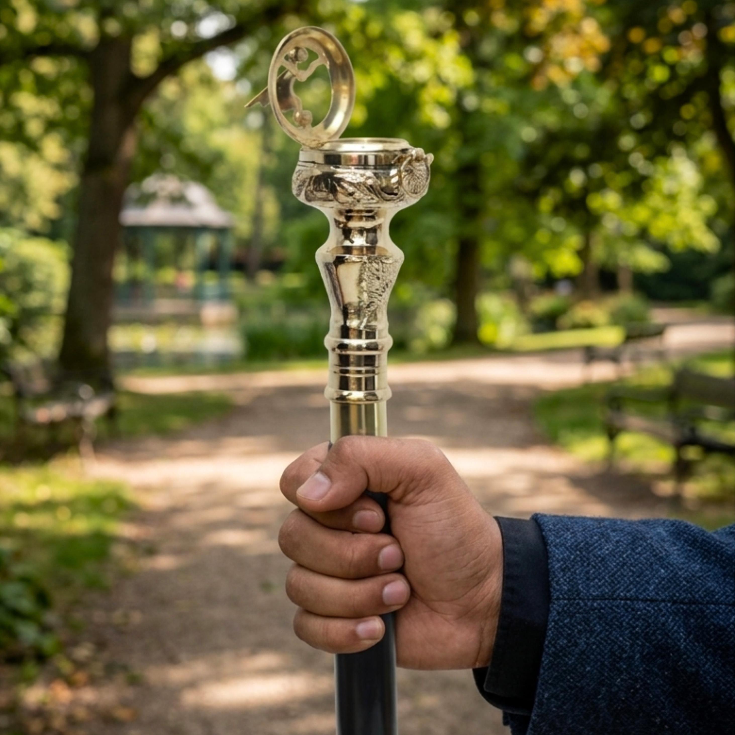 Personalized Antique Brass Compass Walking Stick - Engraved Luxury ...