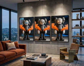 Stampa KAWS Dark Smoke, arte murale streetwear hypebeast, tela urbana moderna, regalo per lui (download digitale)