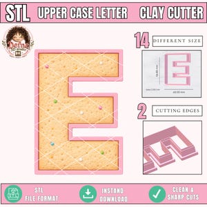 Uppercase Letter E Clay Cutter STL, 11 Sizes, Cookie Fondant Polymer Clay (Digital Download)