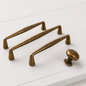 Antique Brass Cabinet Pulls and Knobs/Vintage Zinc Alloy Cabinet Pulls Handles/Vintage Kitchen Knobs & Pulls/Storage Cabinet Hardware