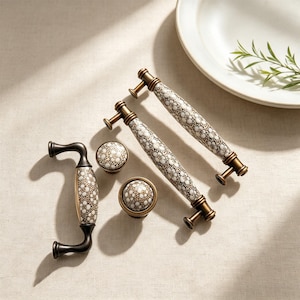 Plum Blossom Ceramic Cabinet Knob handle - Floral Dresser Drawer Pulls/Unique door handles