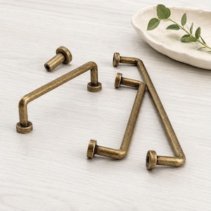 Modern Vintage Kitchen Pulls/Antique Brass Cabinet Pulls/Wardrobe Bathroom Knobs & Handles/Unique Hardware Pulls