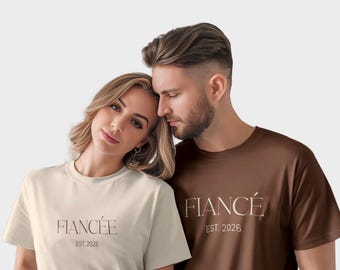 Personalized Fiancé Fiancée Shirts | Matching Engagement Gift for Couples | EST 2026 Wedding Tee | Comfort Colors Future Mr & Mrs Shirt Set