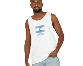 Argentina Flag Brushstroke Tank Top | Argentina Flag Minimalist Match Day Tank | Argentina Supporter Tank | Soccer Lover Gift
