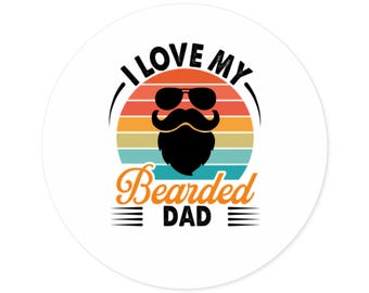 Retro Sunrise Bearded Dad Sticker | Fathers Day, Birthday Gift (Waterproof Vinyl)