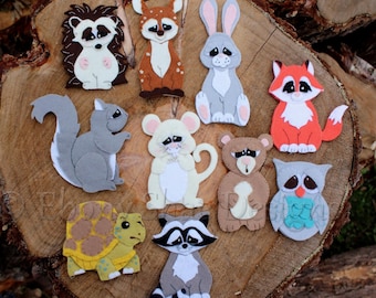 DELUXE Felt Woodland Collection Finger Puppet Set of 10 Sewing Patterns.  INSTANT DOWNLOAD.  pdf