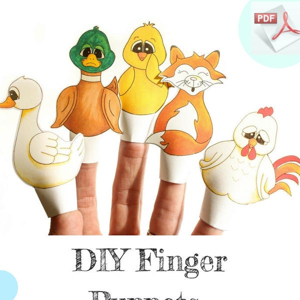 Printable Finger Puppets, Chicken Little. Paper Finger Puppets Download.