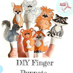 Woodland Printable Finger Puppets. DIY Paper Finger Puppets.