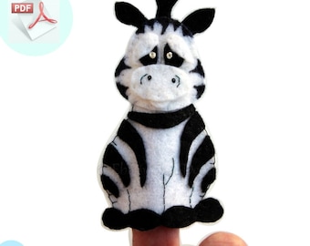 Zebra Finger Puppet PATTERN. DIY Felt Finger Puppet. Zoo Animal Puppet Sewing Pattern.