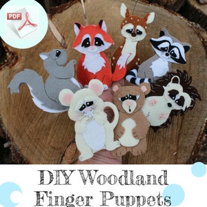 Felt Finger Puppet Patterns: Woodland felt animal patterns. Woodland Finger Puppets DIY image 1