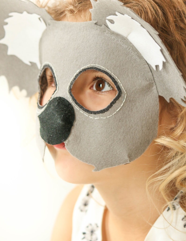 Koala Bear Mask PATTERN. PDF Sewing Pattern for Kids Felt Australian Koala Mask. image 2