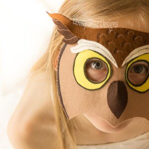 Owl Mask PATTERN. PDF Sewing Pattern for Kids Horned Owl Mask. image 3