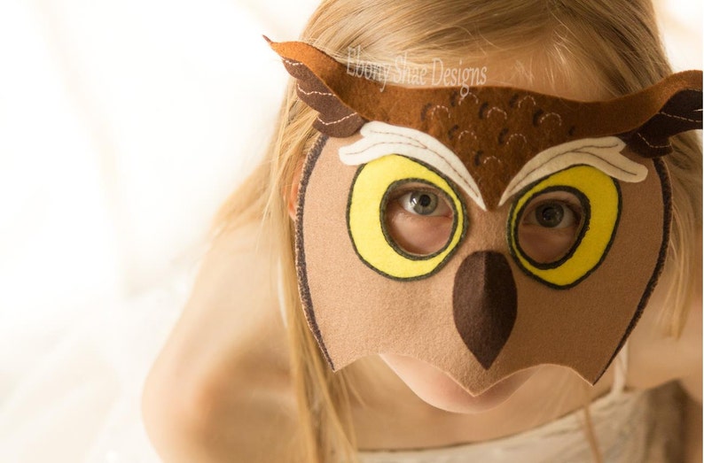 Owl Mask PATTERN. PDF Sewing Pattern for Kids Horned Owl Mask. image 3