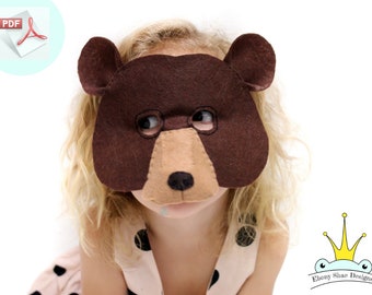 Bear Mask PATTERN. Felt Animal Mask Sewing Pattern.