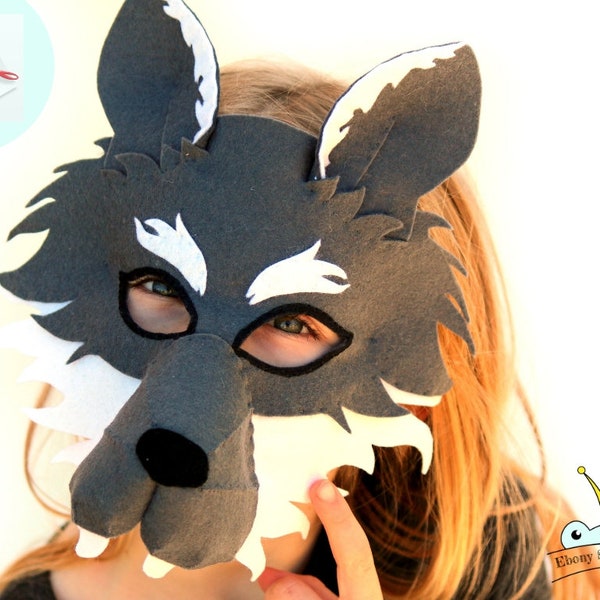Wolf Mask PATTERN. Kids Felt Mask Sewing Pattern