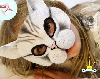 Cat Mask Sewing PATTERN. Kids Felt Mask Sewing Pattern PDF.